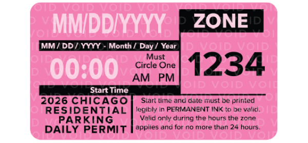 Pink Residential Parking Permit